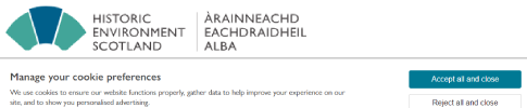Historic Environment Scotland webpage, showing cookie consent banner